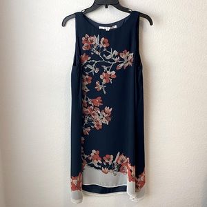 Max Studio Navy Floral Sleeveless High Low Dress Size: Small